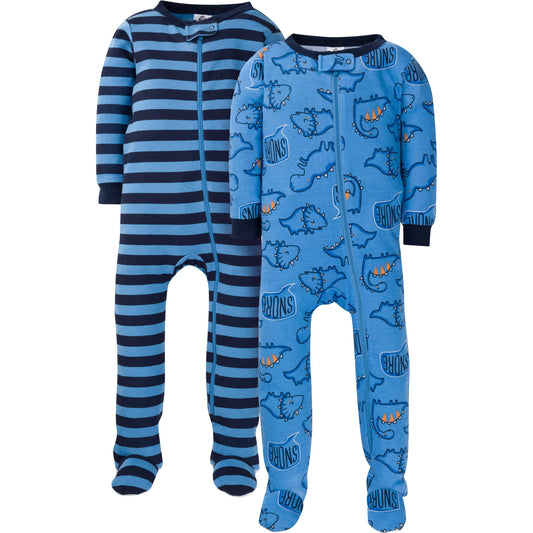 2-Pack Baby & Toddler Boys Dino Snug Fit Footed Cotton Pajamas
